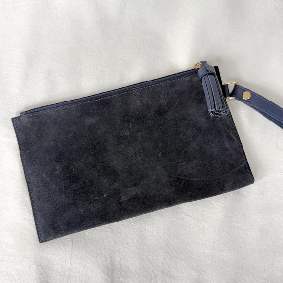 Longchamp Navy Blue Suede Wristlet - Picture 4 of 6